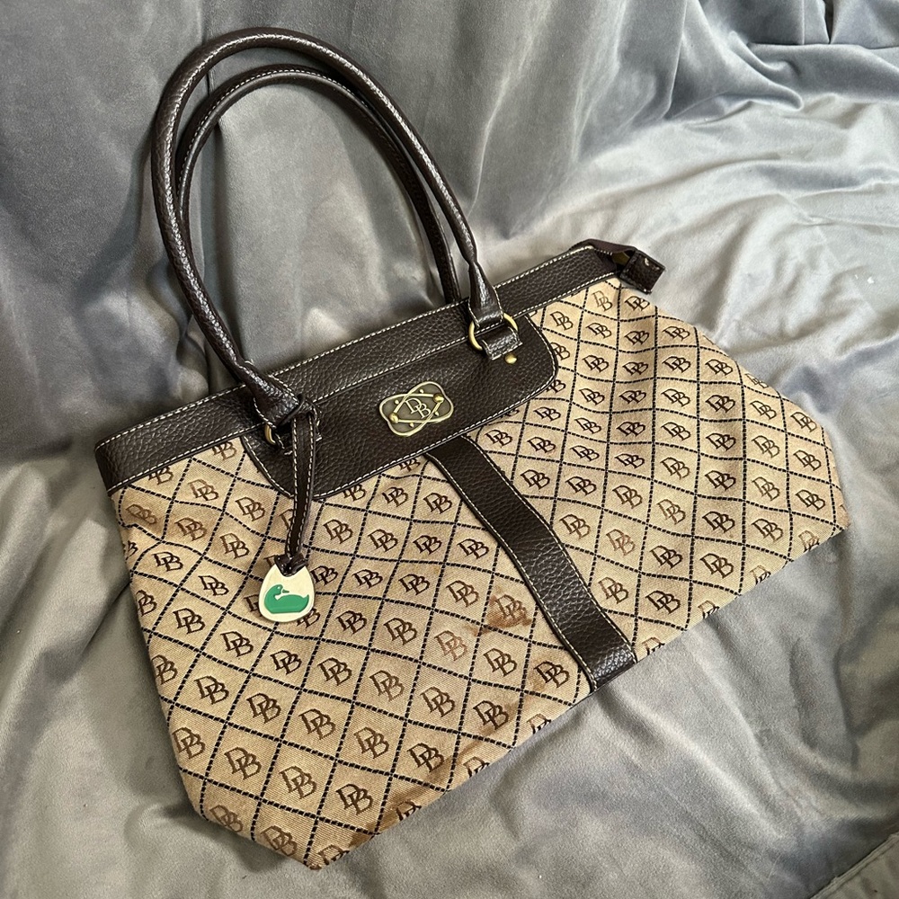 Vintage Dooney & Bourke Brown Classic Purse • Green and Gold Duck